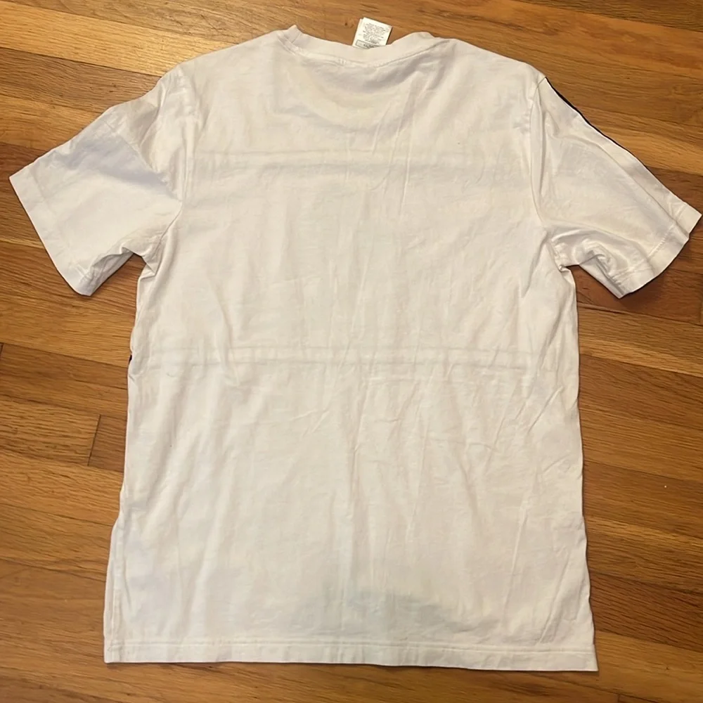 Adidas White Tee with Black Stripes